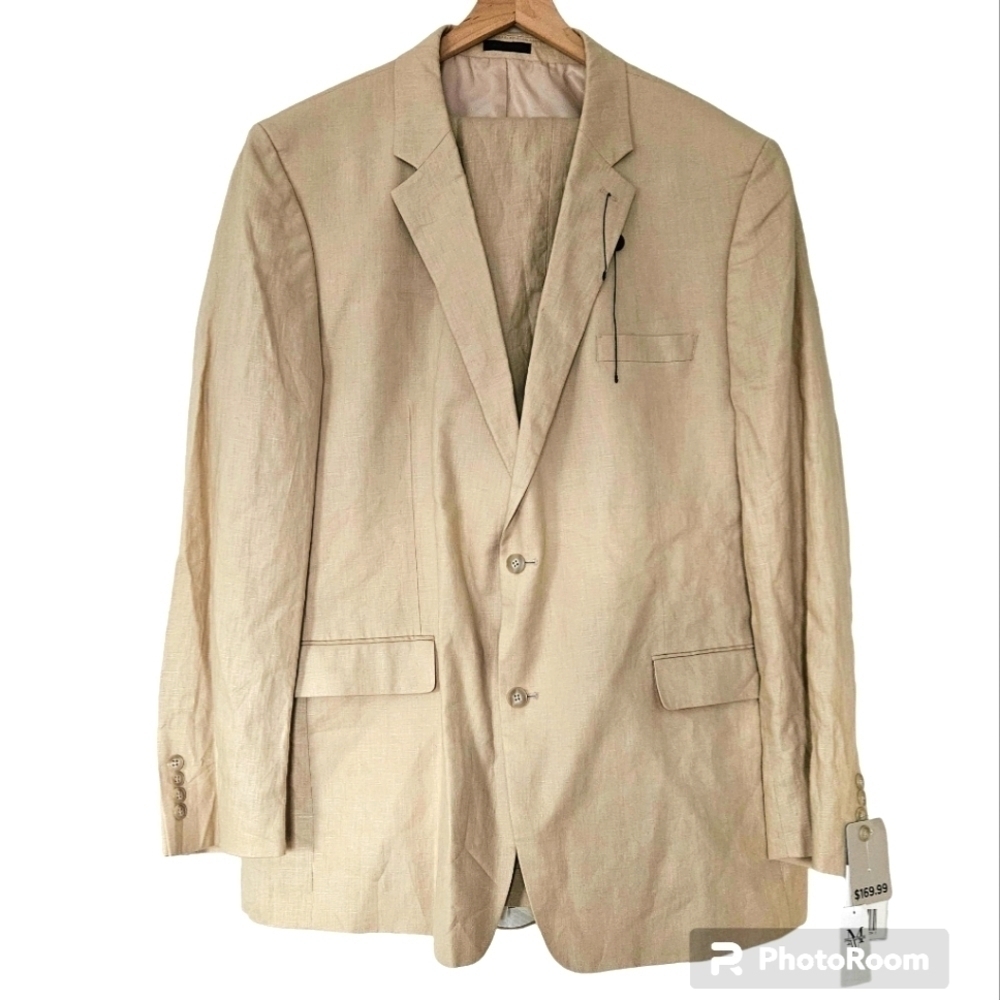 NWT Men's Wearhouse Andrew Fezza linen pant suit set size 50LG/ 45W flaw